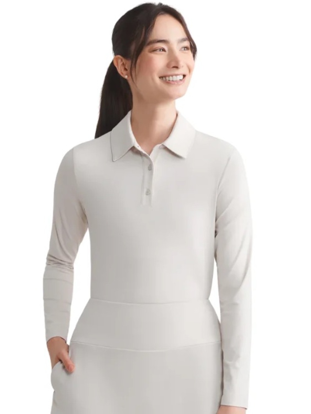 Rhone Course to Court Long Sleeve Polo in Sand Size Large New With Tags